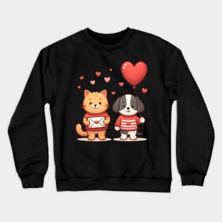 Mail is on the Way! Cat & Dog Deliver Valentine's Day Cheer Crewneck Sweatshirt